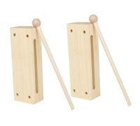 2 Sets Wooden Percussion Blocks for Adults Square Double Sound Instruments with Mallets Music Education and Performance for Boys and Girls and Adults Wooden Music Tool