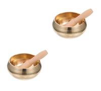 2 Sets Yoga Meditation Bowl Zen Bowl Holy Water Bowl Singing Bowl with Mallet Vintage Meditation Bowl Healing Bowls Chakra Alto Sax Neck Screw Manual Buddhist Music Bowl Wooden