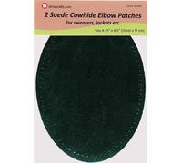 -2 Sew-on Large Natural Suede Leather Elbow Patches Size 4.75 in x 6.5 in w/Perforated Edges for Easy Sewing - (Dark Green)