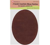 -2 Sew-on Large Natural Suede Leather Elbow Patches Size 4.75 in x 6.5 in w/Perforated Edges for Easy Sewing - (Medium Brown)