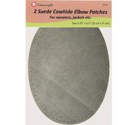 -2 Sew-on Large Natural Suede Leather Elbow Patches Size 4.75 in x 6.5 in w/Perforated Edges for Easy Sewing - (Grey)