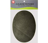 -2 Sew-on Large Natural Suede Leather Elbow Patches Size 4.75 in x 6.5 in w/Perforated Edges for Easy Sewing - (Charcoal)