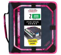 2" Sewn Zipper Binder with Expansion Panel Navy/Pink - Five Star