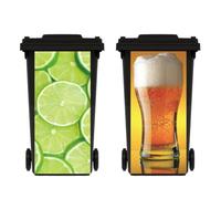 2 Sheet Beer and Lemon Trash Can Stickers Waterproof Wheelie Bin Decal