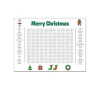 2 Sheet Giant Christmas Word Search Posters, 36" X 24" Wall Game with Many Letter Combinations, Giant Holiday 50 Words Search Wall Poster for xm-as