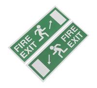 2 Sheet Light Green Paper Fire Exit Sign Sticker for Corridors | Self Adhesive, Low Light Visibility, Building Evacuation Use, for Wood Surfaces and Safety Officers