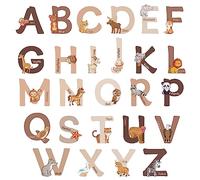 2 Sheet of Animal Alphabet Wall Decals, Bohemian 26 Letters Wall Decals Adhesive Large Alphabet Stickers ABC Wall Stickers Kids Learning Wall Stickers for Kid's Room, Nursery School, Classroom