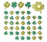 2 Sheet Shamrock Face Stickers, 3D Self-Adhesive St. Patrick's Shamrock Tattoos Face Gems Green Clover Rhinestone Faces Stickers for Women Makeup Supplies