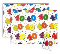 2 Sheets & 1 Matching Gift Tag, Special Age 40 Gift Wrapping Paper Set - 40th Birthday - Bundled by GetInStyle Shop