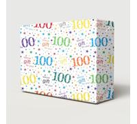 2 Sheets 100th Birthday Wrapping Paper Age 100 Gift Wrap White Multi Colour
