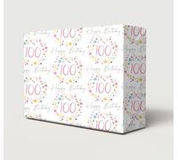 2 Sheets 100th Happy Birthday Colourful Stars Dots and Spiral Female Design
