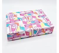 2 Sheets 12th Birthday Wrapping Paper Age 12 PINK FUN CUBES background Female Girl Giftwrap (PA)