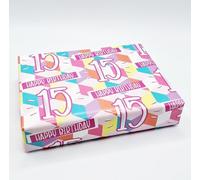 2 Sheets 15th Birthday Female Wrapping Paper Age 15 Pink Girl FUN CUBES