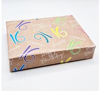 2 Sheets 16th Happy Birthday Celebrate Hooray Multi Colour Brown Unisex Wrapping Paper Age 16 Birthday Male Female Giftwrap (PA)