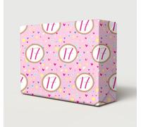 2 Sheets 17th Birthday Hearts Pink Background Wrapping Paper Age 17 Female | Fun and Beautiful Multi Colour Hearts With Pink Background Wrapping Paper, Large Size Paper 50cm wide x 70cm length