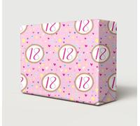 2 Sheets 18th Birthday Hearts Pink Background Wrapping Paper Age 18 Female | Fun and Beautiful Multi Colour Hearts With Pink Background Wrapping Paper, Large Size Paper 50cm wide x 70cm length