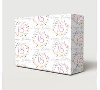 2 Sheets 18th Happy Birthday Colourful Stars Dots and Spiral Female Design