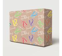 2 Sheets 18th Happy Birthday Wrapping Paper Age 18 Gift Wrap Hooray Brown