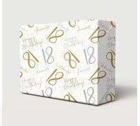 2 Sheets 18th Happy Birthday Wrapping Paper Age 18 Gift Wrap Hooray White