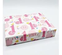 2 Sheets 1st Birthday Girl Wrapping Paper Age 1 Gift Wrap Polka Dots (PA)