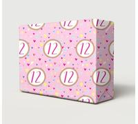 2 Sheets 2 Gift Tags 12th Birthday Multi Colour Hearts Pink Background Wrapping Paper Age 12 Girl Birthday Gift Wrap Paper Pink Female (PA)