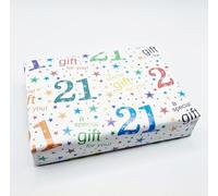 2 Sheets + 2 Gift Tags 21st Birthday White Multi Colour Wrapping Paper Age 21 Birthday Gift Wrap Paper Male/Female/Unisex White & Multi Colour (PA)