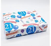 2 Sheets + 2 Gift Tags 21st Birthday Wrapping Paper Age 21 Birthday Blue Gift Wrap Male (AWP)