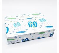 2 Sheets + 2 Gift Tags 60th Birthday Wrapping Paper Age 60 Birthday Blue Gift Wrap Male (AWP)