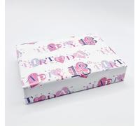 2 Sheets + 2 Gift Tags Heart Design 13th Birthday Pink Female Wrapping Paper Age 13 Birthday Gift Wrap Paper Pink Female (PA)