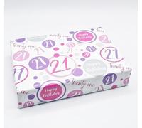 2 Sheets + 2 Matching Gift Tags 21st Birthday Woman Wrapping Paper Age 21 Birthday Pink Lilac White Giftwrap Female (PA)