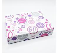 2 Sheets + 2 Matching Gift Tags 60th Birthday Woman Wrapping Paper Age 60 Birthday Pink Lilac White Giftwrap Female (PA)