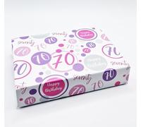 2 Sheets + 2 Matching Gift Tags 70th Birthday Woman Wrapping Paper Age 70 Birthday Pink Lilac White Giftwrap Female (PA)