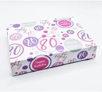 2 Sheets + 2 Matching Gift Tags 80th Birthday Woman Wrapping Paper Age 80 Birthday Pink Lilac White Giftwrap Female (PA)