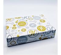 2 Sheets 2 Sheets 90th Birthday Wrapping Paper Age 90 Birthday Gift Wrap Paper Male/Female Gold and Silver (PA)