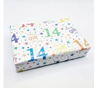 2 Sheets 2 Tags 14th Birthday White Multi Colour Wrapping Paper Age 14 Birthday Gift Wrap Paper Male/Female/Unisex White & Multi Colour (PA)
