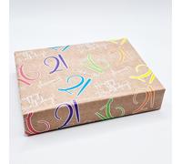 2 Sheets 2 Tags 21st Happy Birthday Celebrate Hooray Multi Colour Brown Unisex Wrapping Paper Age 21 Birthday Male Female Giftwrap (PA)
