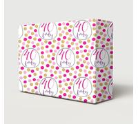 2 Sheets 2 Tags 40th Birthday Pink Gold Polka Dots Female Wrapping Paper Age 40 Birthday Ladies Giftwrap (PA)