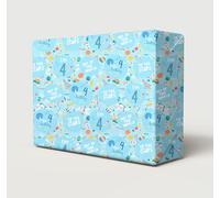 2 Sheets 2 Tags 4th Birthday I'm 4 Space Theme Blue Boy Wrapping Paper Age 4 Cute Fun Astronaut Planets Rockets Design Birthday Blue Giftwrap Male