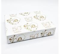 2 Sheets 2 Tags 50th Wedding Anniversary Wrapping Paper Elegant Floral Design Golden Wedding Anniversary Giftwrap (PA)