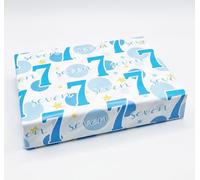 2 Sheets 2 Tags 7th Birthday Boy Polka Dots Wrapping Paper Age 7 Cute Polka Dots Birthday Giftwrap Male BLUE (PA)