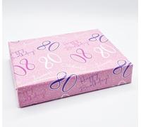 2 Sheets 2 Tags 80th Happy Birthday Celebrate Hooray Pink Female Wrapping Paper Age 80 Birthday Ladies Giftwrap (PA)