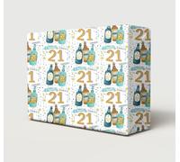 2 Sheets 2 Tags Happy 21st Birthday Cheers & Beers Wrapping Paper Age 21 Can Lager Bottle Pint Birthday Fun Beer Lover Male Female Giftwrap (PA)