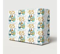 2 Sheets 2 Tags Happy 65th Birthday Cheers & Beers Wrapping Paper Age 65 Can Lager Bottle Pint Birthday Fun Beer Lover Male Female Giftwrap (PA)