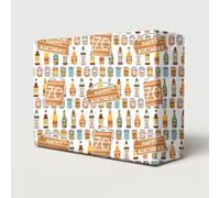 2 Sheets 2 Tags Happy 70th Birthday Beer Can Lager Bottle Pint Glass Wrapping Paper Age 70 Birthday Fun Beer Lover Male Giftwrap (PA)