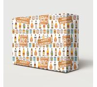 2 Sheets 2 Tags Happy 80th Birthday Beer Can Lager Bottle Pint Glass Wrapping Paper Age 80 Birthday Fun Beer Lover Male Giftwrap (PA)
