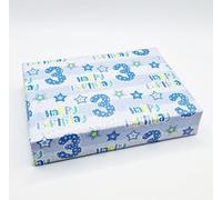 2 Sheets 3rd Birthday Boy Wrapping Paper Age 3 Cute Birthday Giftwrap Male Blue (PA)