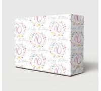 2 Sheets 40th Happy Birthday Colourful Stars Dots and Spiral Female Design
