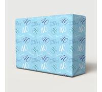 2 Sheets 40th Happy Birthday Wrapping Paper Age 40 Gift Wrap Hooray Blue | Birthday Celebration Attractive Wrapping Paper For Male Man Men, Large Size Paper 50cm wide x 70cm length