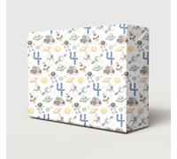 2 Sheets 4th Birthday Space Wrapping Paper Age 4 Gift Wrap Boy Girl White | Space Theme Cute Fun Planets Rockets Design Wrapping Paper For Male or Female, Large Size Paper 50cm wide x 70cm length