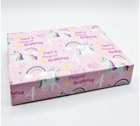 2 Sheets 4th Birthday Unicorn Girl Pink Cute Wrapping Paper Age 4 Gift Wrap